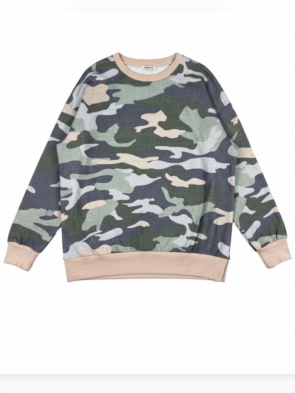 ECOWISH Women's Oversized Camouflage Crewneck Sweatshirt - Size XL